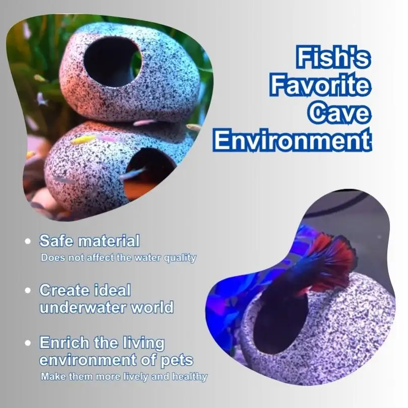 Ceramic Stackable Rock Aquarium Decorations Fish Cave for Fighting Fish Rock Cave Tank Pond Shrimp Breeding Ornament Decor