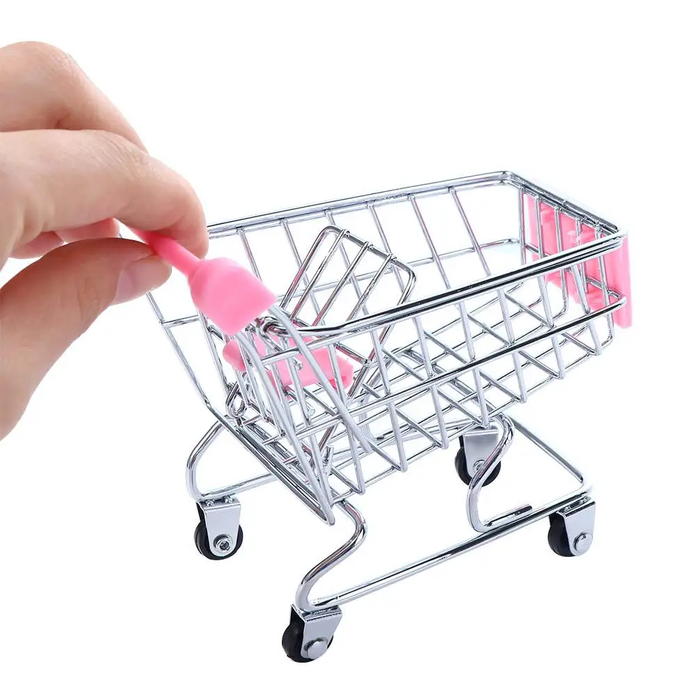 Mini Supermarket Shopping Trolley Cart Desktop Model Children's Toys Home Decoration Miniature Dollhouse Furniture Accessories 5