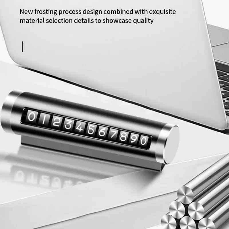 UniversalCarTemporaryParkingCardRotateMetalPhoneNumberPlate