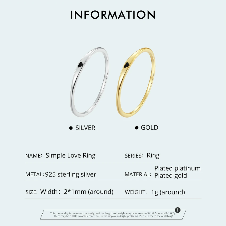 Silver Heart Ring 925 Sterling Silver Simple Carve Heart Wedding Band Stackable Promise Ring Her 2 Colors Size 5-10