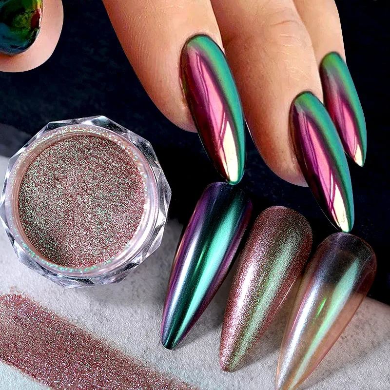 Nail Powder Glitter Decorations Chameleon Pearl Powder Nail Glitter Mirror Pigment Metallic Effect Nail Art Dust Gel Polish Chrome Manicure Decoration Supplies