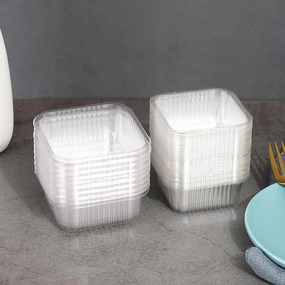 100Pcs Disposable Plastic Packaging Box Mousse Container Cake Holder Mooncake Tray Disposable Containers Baking Cake Box