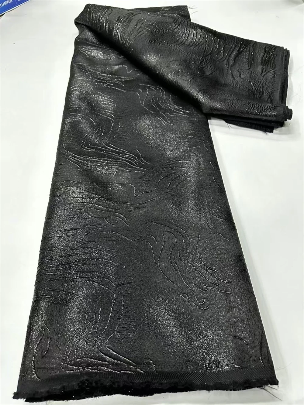 Black African Jacquard Brocade Damask Fabric French Organza Net Nigerian Tulle Mesh Lace Dress Materials Brocard Tissu 5 Yard