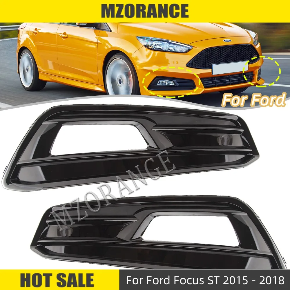 Fog Light Cover Hood Grilles For Ford Focus ST 2015 2016 2017 2018 Front  Bumper Lamp Trim ABS Assembly Car Accessories