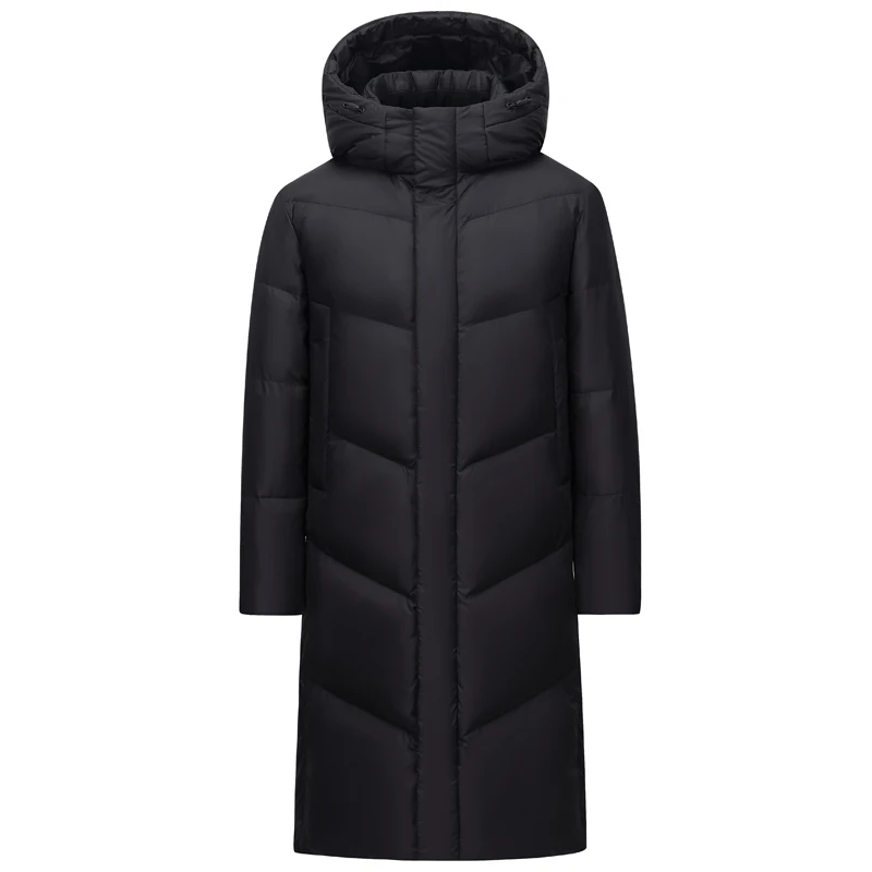 

Winter Long Down Jackets Men Overcoat High Quality 2023 Brand Fashion Black Men's Feather Coats Hooded Thick Warm Winter Parkas