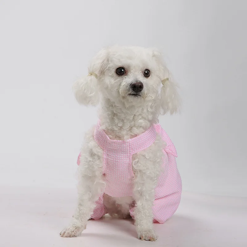Cute Pet Skirts Spring and Summer New Puppy Clothes Teddy Pomeranian Cartoon Funny Creative Pumpkin Plaid Culottes
