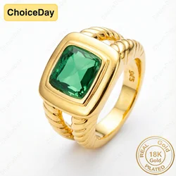 Elegant 18K Gold Plated Green Zirconia Ring - Luxurious Fashion Jewelry Accessory - 8 (Gold)