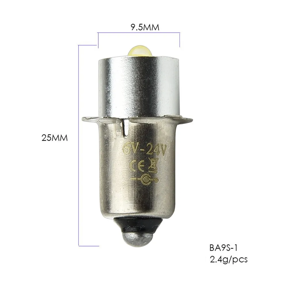 Flashlight Torch Bulb Led Flashlight Bulb Replacement 300 LM 3W 5-30V Ceramic Lamp Holder High Bright P13.5S Useful