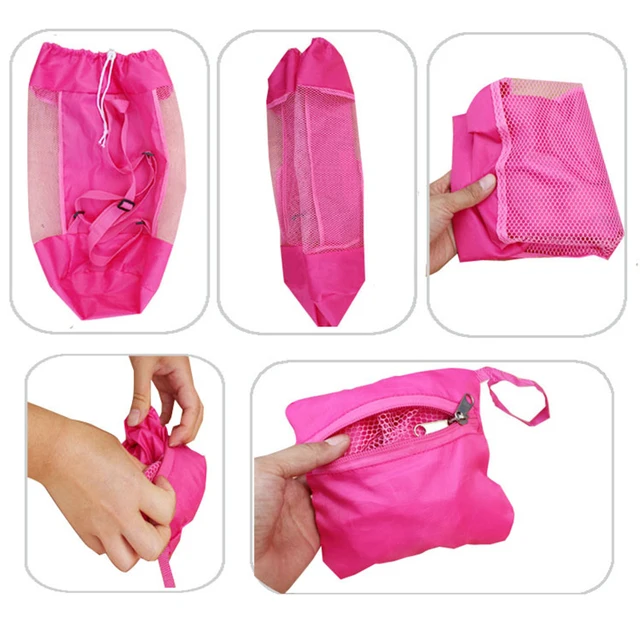 Portable Women Kids Beach Mesh Bags Children Sand Toys Storage Net Bags Water Fun Sports Bathroom Clothes Towels Backpacks 2