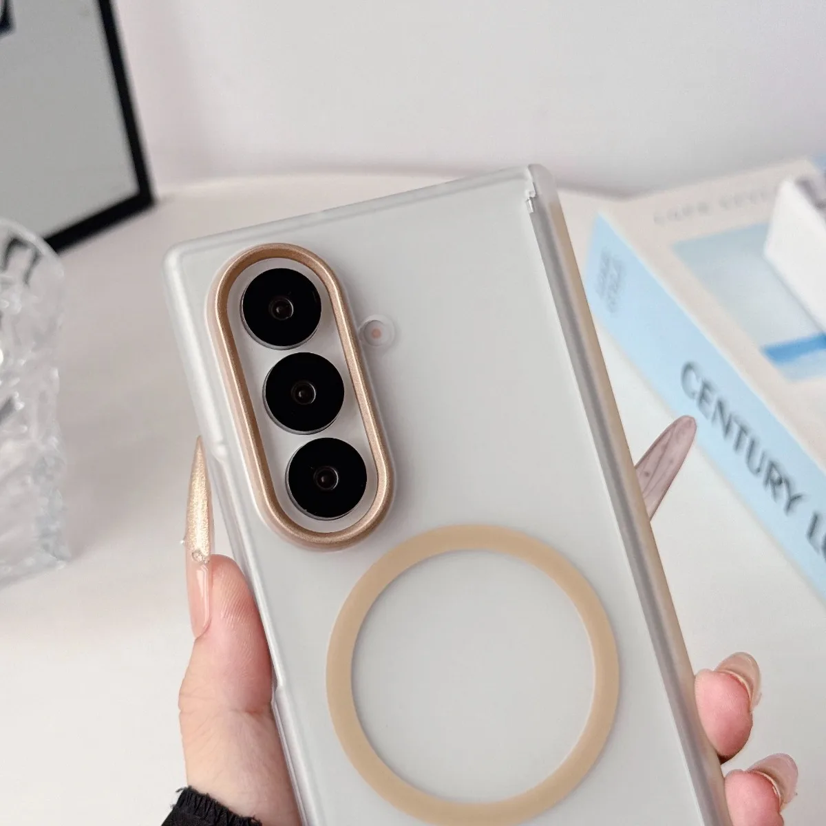 Matte Finish Phone Case with Hinge Protection and Magnetic Cover Compatibility