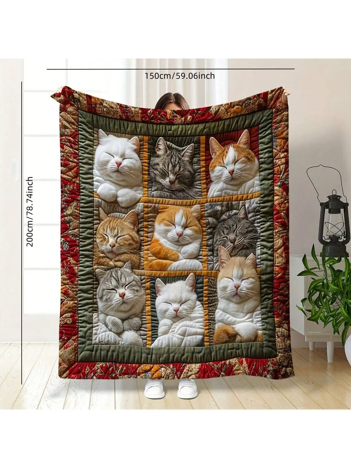 Cozy Cat Lover Plush Fleece Throw Blanket, All Season Soft for Sofa Office, Christmas Gift for Girlfriend Partner Family
