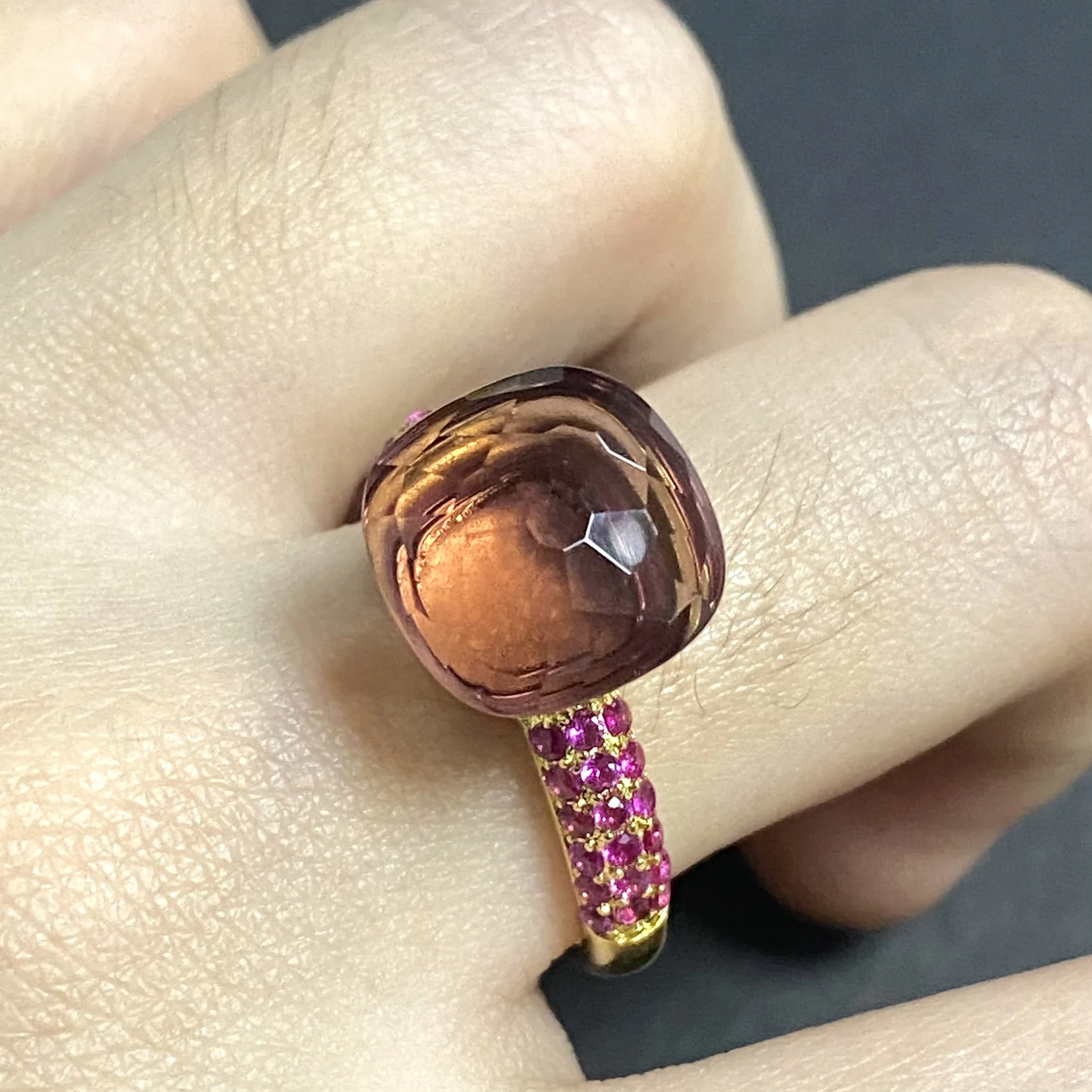 11.6x7mm Nudo Ring Square Candy Crystal Ring With Purple Zircon Crystal Ring For Women Jewelry Gift Birthday 2