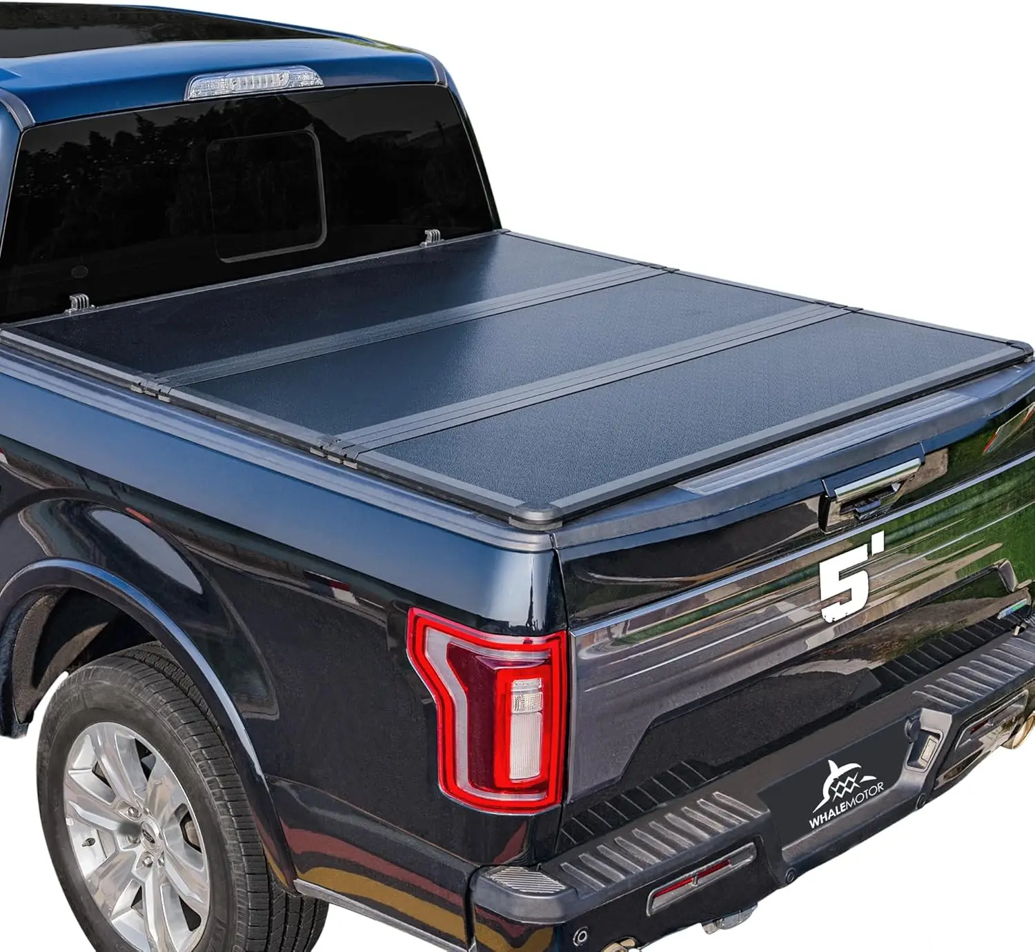Hard Folding Truck Bed Tonneau Cover Compatible with Nissan Frontier 2005-2024 5 ft Short Box w/or w/o Track Rail, Tri Fold Styl