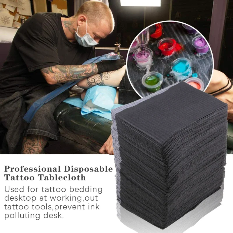 125/50/25Pcs Black One-time Tattoo Cleaning Wipes Pad Disposable Dental Piercing Bibs Waterproof Sheets Paper Tattoo Accessories