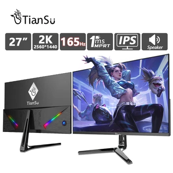 TIANSU 27 인치 모니터 165Hz 2K 게임 모니터 PC 게이머 용 144Hz HDMI DP 디스플레이 컴퓨터 화면 2560 * 1440 고속 IPS 모니터