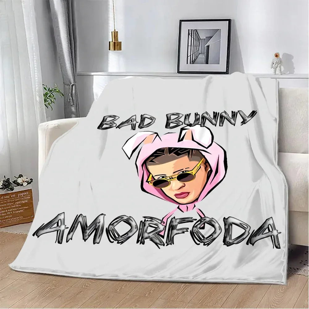 Yo Perreo Sola Bad Bunny Printed Blanket Picnic Blankets Warm Blanket Soft and Comfortable Blanket Home Travel Birthday Gift 3