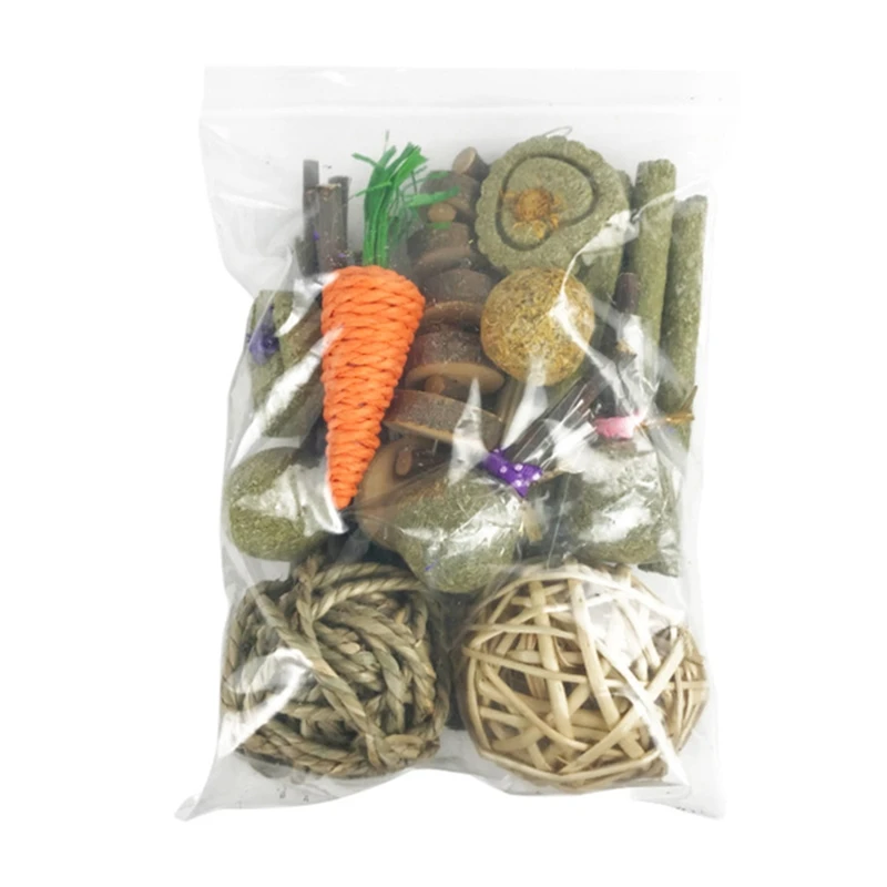 10 Models Chew for Hay Treats for Small Animal Teeth Cleaning Hanging Blocks Timothy Balls Rabbits Gerbils G5AB