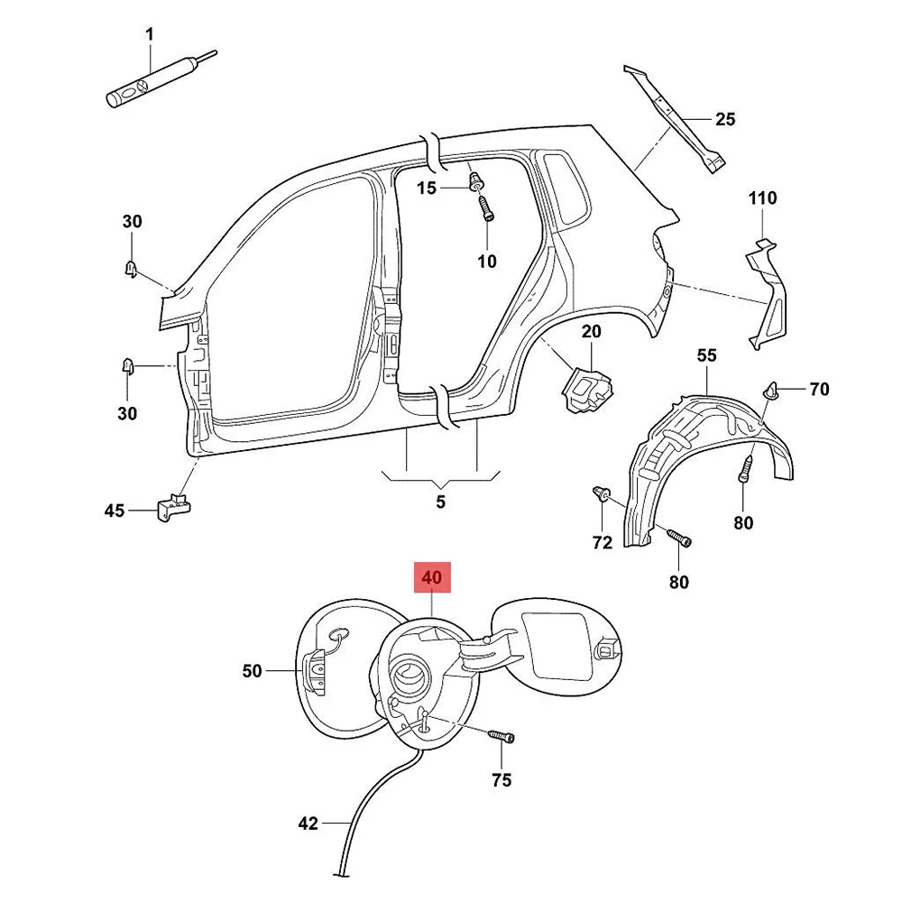 Fuel Gas Tank Door Lid Cover Flap Cap For VW Tiguan 2008-2015 5N7809857 5N0809857D