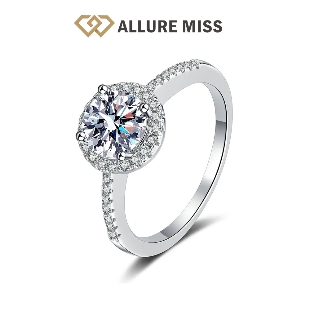

Round Brilliant Cut Luxury Moissanite GRA Certified Wedding Ring Jewelry 100% 925 Sterling SilverTopQuality White Gemstone Gift