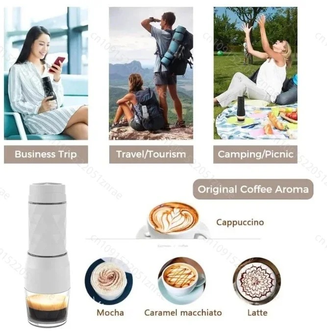 Portable Coffee Maker Espresso Machine Portable for Travel and Picnic Hand Press Capsule Ground Coffee Brewer 4
