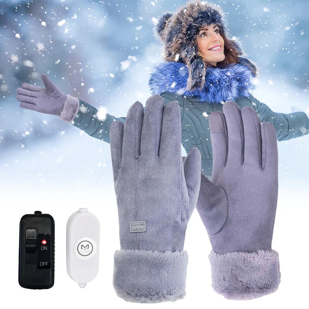 1-5Pairs Electric Warm Gloves USB Touch Screen Heated Gloves Windproof Winter Heating Thermal Gloves For Hiking Walking Skiing