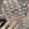 White 5D Pearl Lace Bowknot Wave Lines Nail Stickers Elegant Exquisite Nail Decoration Decals DIY Self Adhesive Transfer Slider 1