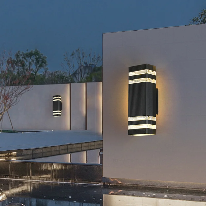 Control Sensor Outdoor Waterproof LED Wall Light E27 Stair Balcony Garden Courtyard Living Room Aluminum Double Head Wall Sconce