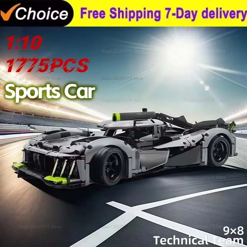 Nouvelle technique 2026, 1775+ pièces, super voiture de sport à construire, modèle de voiture de course à l'échelle 1:10, blocs de construction, jouet DIY, modèle de voiture de collection, cadeaux pour adultes
