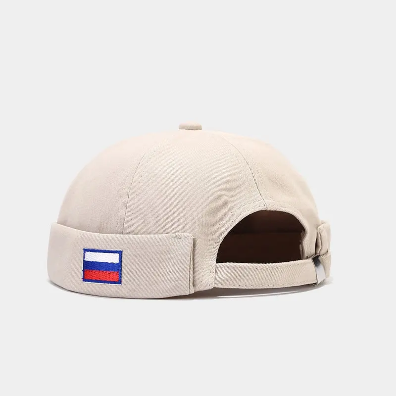 

Шапка-бини с вышивкой, из хлопка, с российским флагом, 103