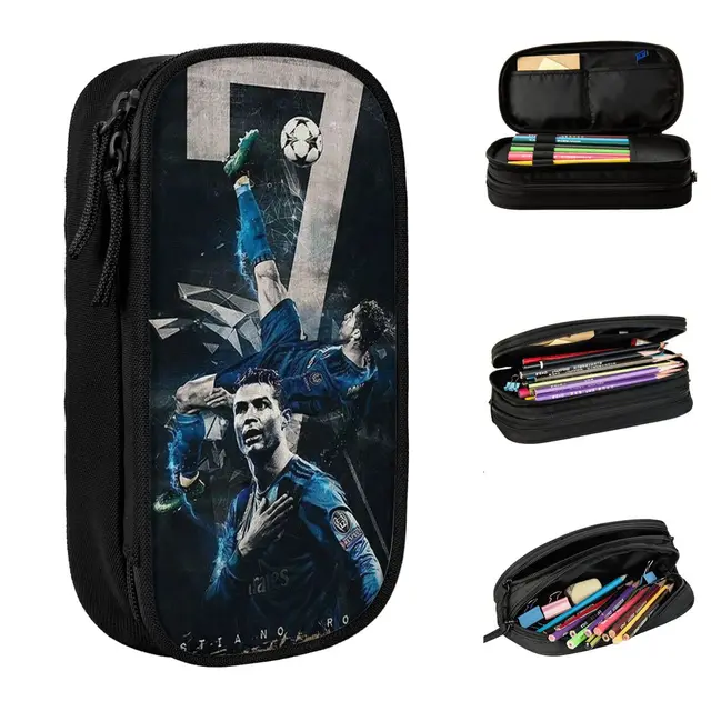 CR7 calcio calcio astuccio classico Ronaldos penna borsa per studenti grande stoccaggio studenti scuola regalo scatola di matite 1