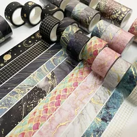 3pcs Gold Foil Washi Tapes Set 15mm 20mm Multi Stone Star Flower Pattern Adhesive Masking Tape Decoration Stickers Diary A6932 1