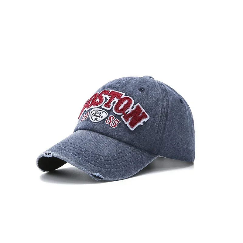 

Washed Denim Spring Autumn Baseball Cap Baseball Cap Retro-style Sun Hat BOSTON Embroidery Cap Hip Hop Fitted Cap