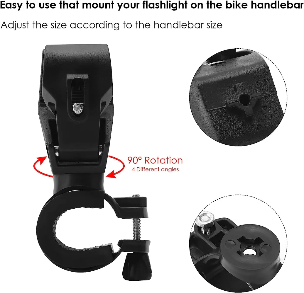 Bike Light Mount Handlebar Bicycle Flashlight Holder Mounting Bracket Torch Clip
