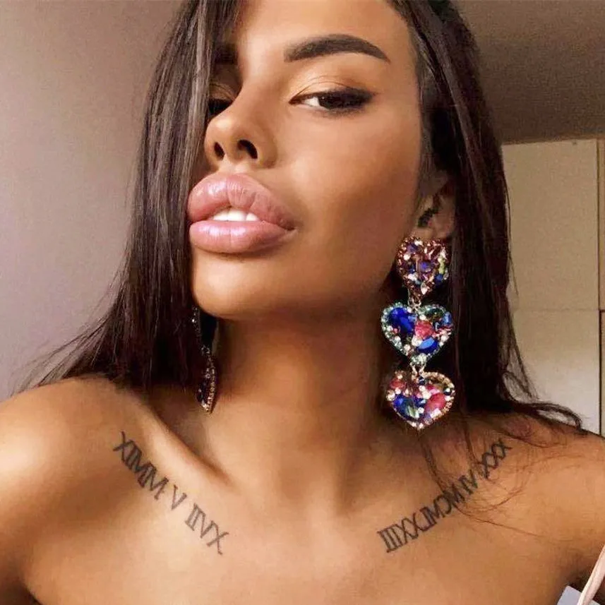 빅 라인스톤 러브 하트 모양 별 드롭 귀걸이, 여성 주얼리, 템퍼러먼트 액세서리, 새로운 패션 