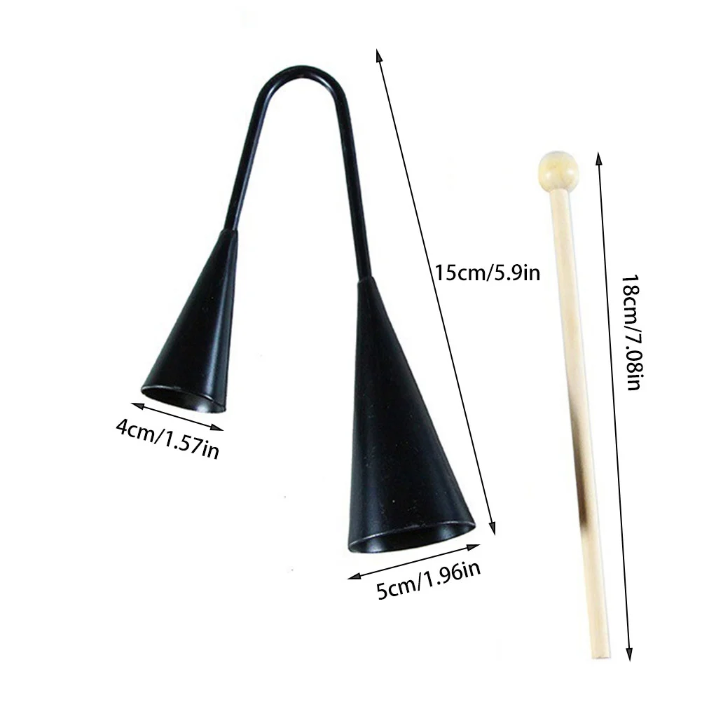 Two Tone Agogo Bell Durable Portable Latin Music Samba Percussion Musical Instruments Double Bells With Wooden Stick