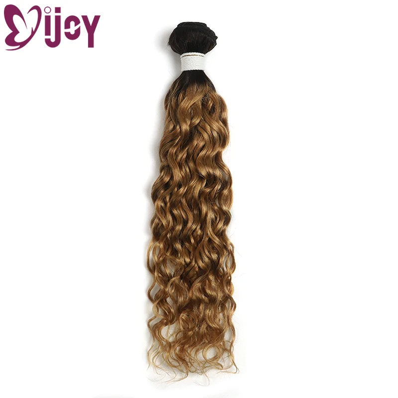 Water Wave Human Hair Bundles Brazilian Hair Weave Bundles Ombre Blonde Human Non-Remy Extensions IJOY