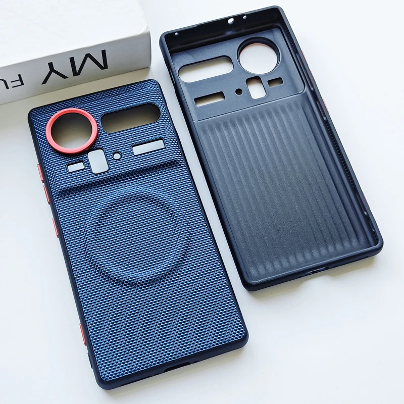 ELVEV Magnetic Luxury Weave PU Leather Anti-Fall Phone Case with Wireless Charging Compatibility