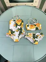 2024 Summer New Design Floral Printed Girls 2 Piece Swim Suits For Baby one Piece  Swimsuits 1