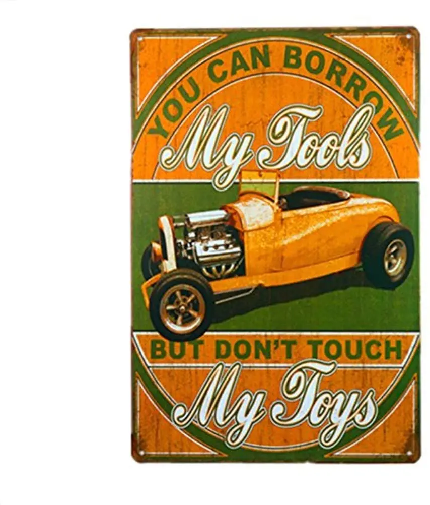 Вы можете оплатить мои инструменты, не прикасайтесь к моим игрушкам, магазин Hotrod Roadster, ретро металлический фотопостер, Настенный декор