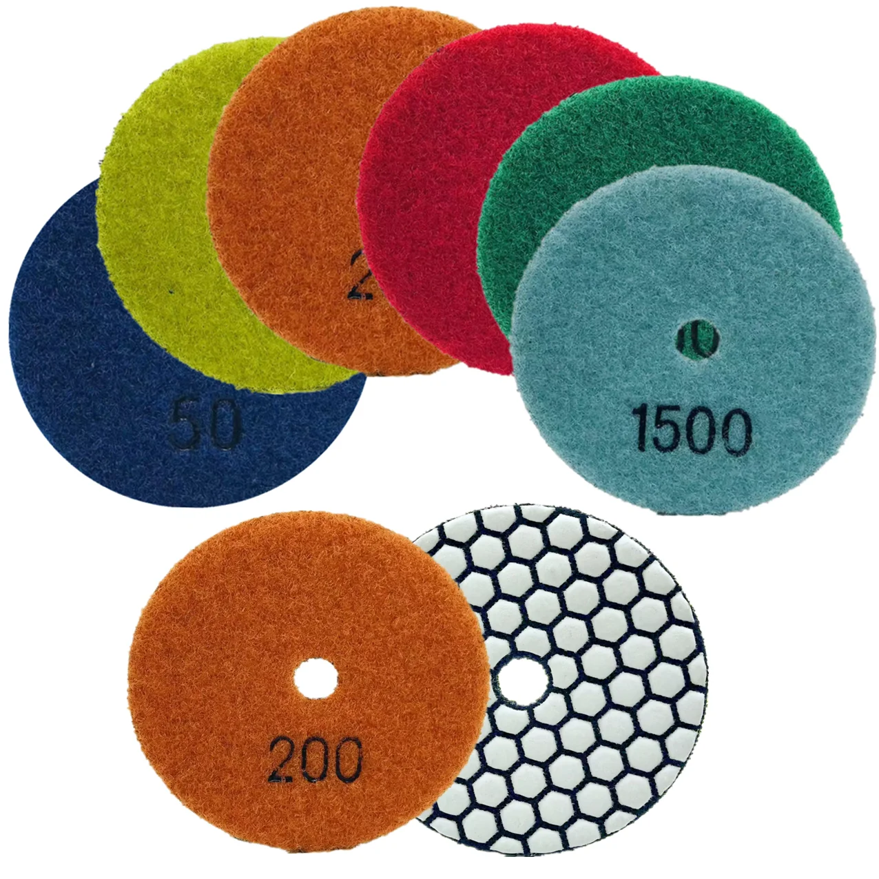 1 Stück 100mm Diamant-Polierpads 50 # -1500 # Trockenpolierpads zum Schleifen von Granit, Marmor, Porzellanfliesen, Schleifplatte