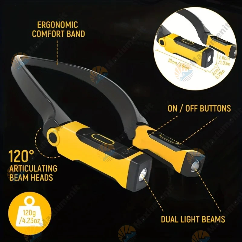 Rechargeable LED Neck Reading Light Two Brightness Levels for Reading Knitting Camping & Repairing