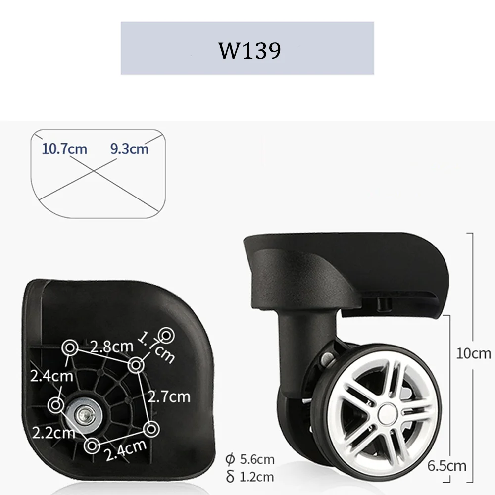 For Hongsheng W139 Nylon Luggage Wheel Trolley Case Wheel Pulley Sliding Casters Universal Wheel Slient Wear-resistant Repair