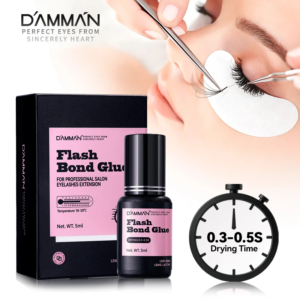 Damman 0,3-0,5S Schnelltrocknender Wimpernkleber Professioneller Wimpernverlängerungs-Klebstoff Extra Starker Wimpernkleber 7-8 Wochen Haltbarkeit