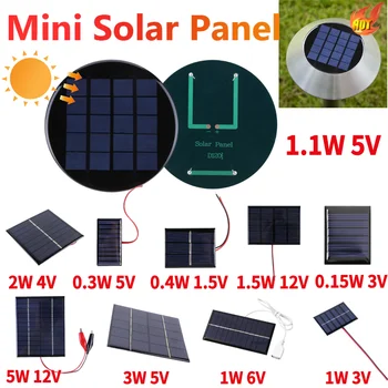 Pannello a celle solari da 1,1 W 5 V Mini celle fotovoltaiche rotonde Caricabatterie per telefono Power Bank per 3,7-5 V solare/luce