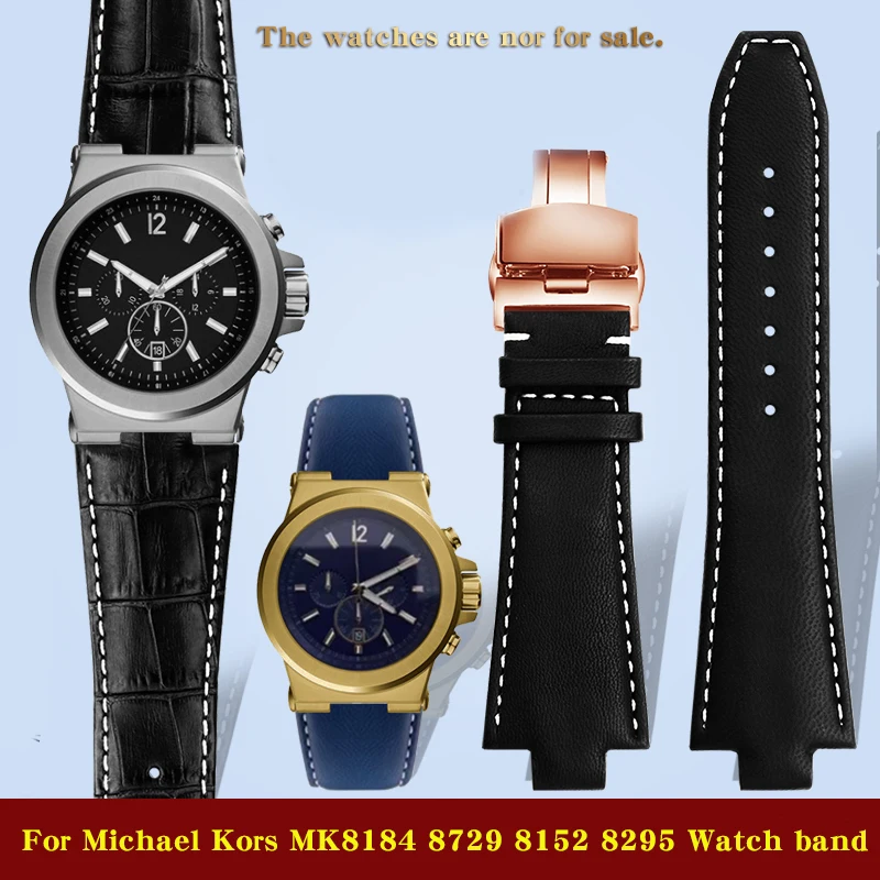 

Men's Large Leather WatchStrap For Michael Kors MK8184 8729 8152 8295 Butterfly Buckle Watch Band Convex Interface 13mm Bracelet
