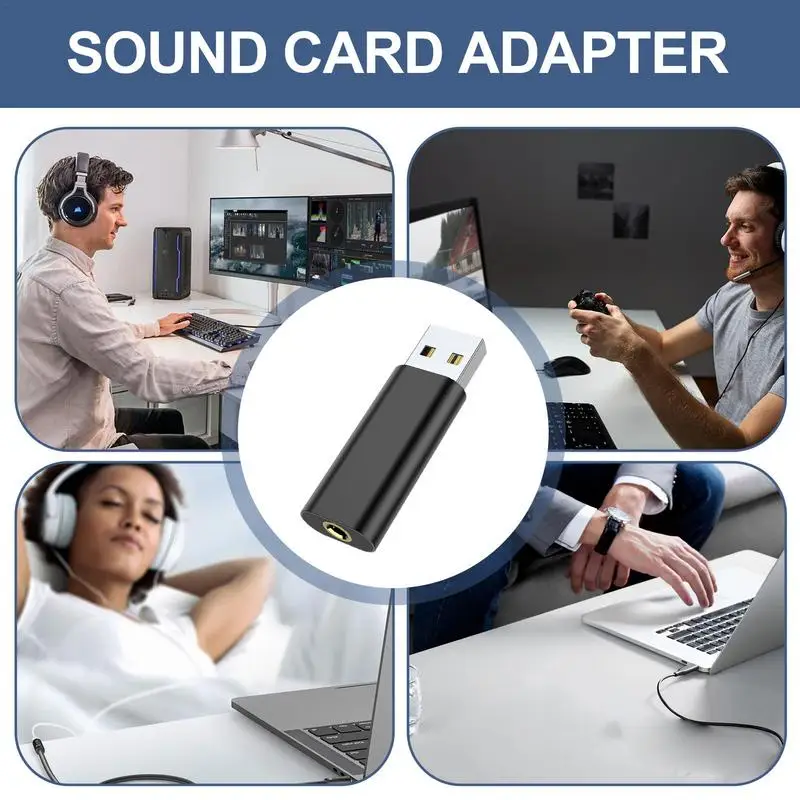 USB Sound Card Sound Card USB Sound Card 3.5mm External Sound Card Universal USB Headset Adapter Driver Free Audio for Game League of Legend Headset