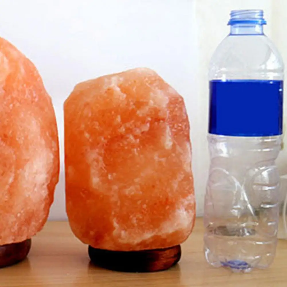 

1 Set Salt Lamp Plug-and-Play Table Lamp All-Natural Salt Lamp with LED Bulb Wooden Base Set