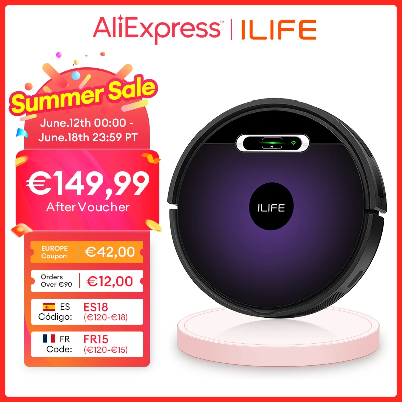 Ilife V3s Max Robot , Wifi Connected, App Control,2000pa Strong