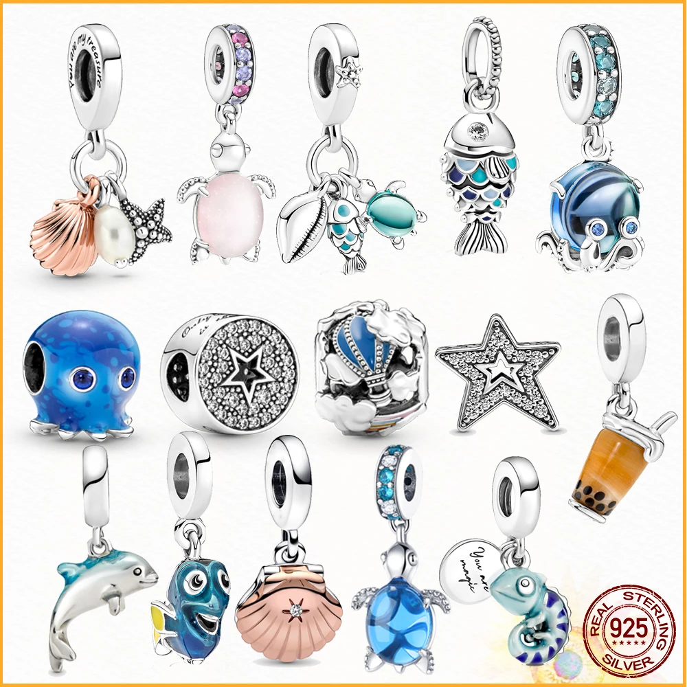 Ocean Series Charm Chameleon Original 925 Pure Fit Pandora Bracciale Gioielli Regalo Fai Da Te