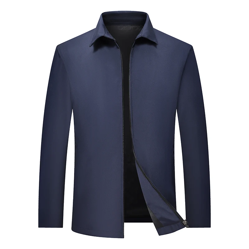 Middle Aged Elderly Comfortable Jackets Outerwear New Spring Autumn Solid Color Executive Jacket for Men Business Casual Coat - 4